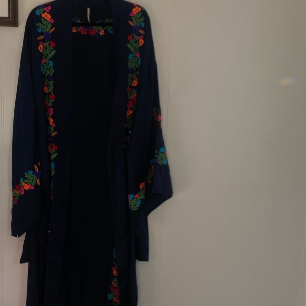 Free People Floral Embroidered Kimono